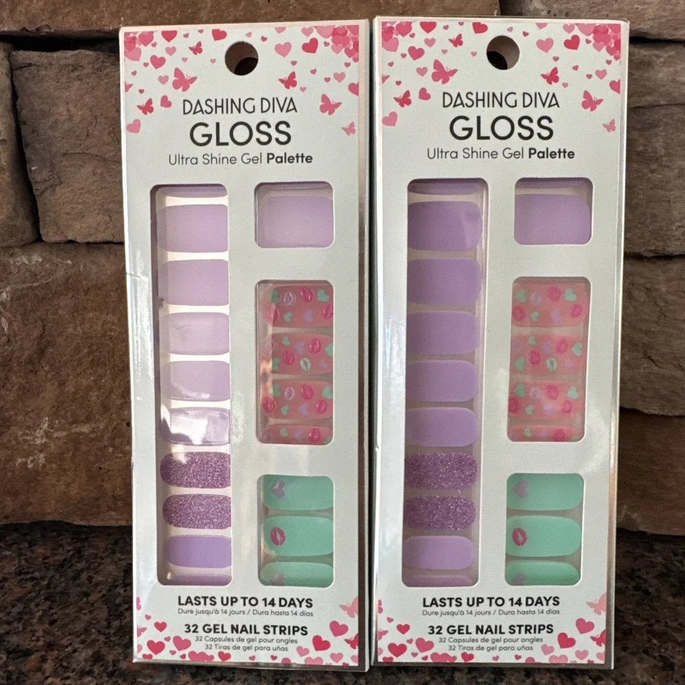 2X Dashing Diva Gloss Ultra Shine Gel Palette 64 Nail Strips Sugar Rush
